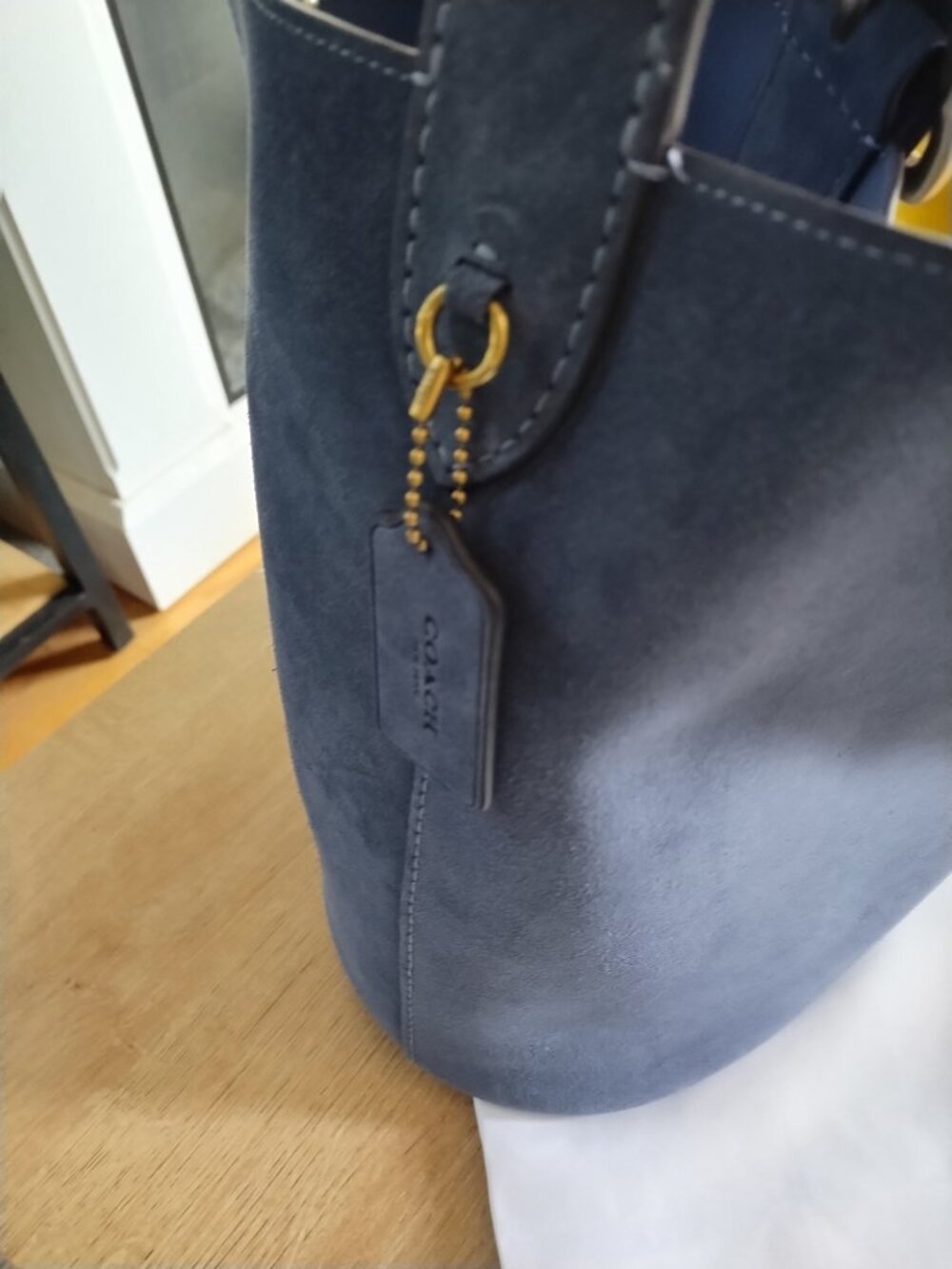 Coach Bleecker Bucket Bag in Denim Blue Suede - Picture 3 of 7